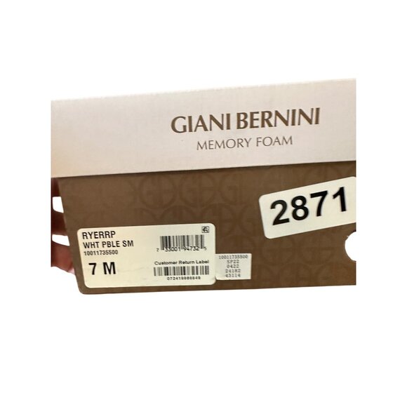 Gianni Bernini Size 7 Women’s Memory Foam Slip Wedge Heel Sandal White - Picture 14 of 14